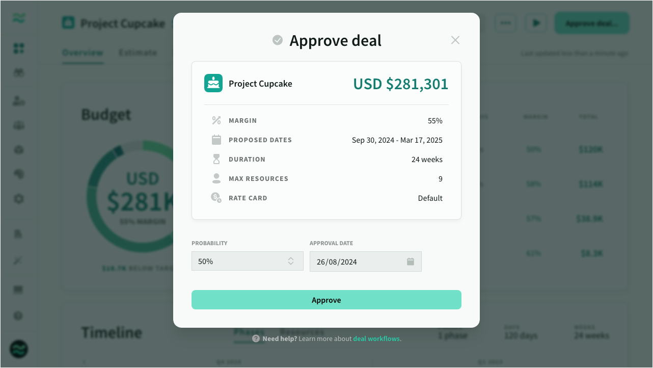 Approve deal dialog