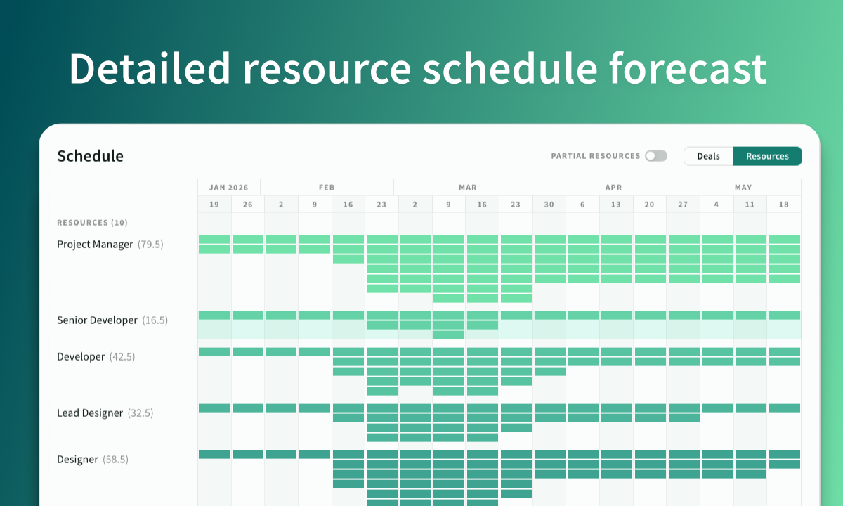 Detailed resource schedule forecasts