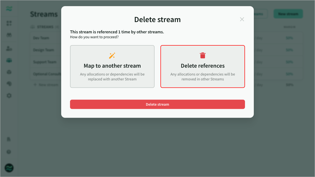 Deleting a stream