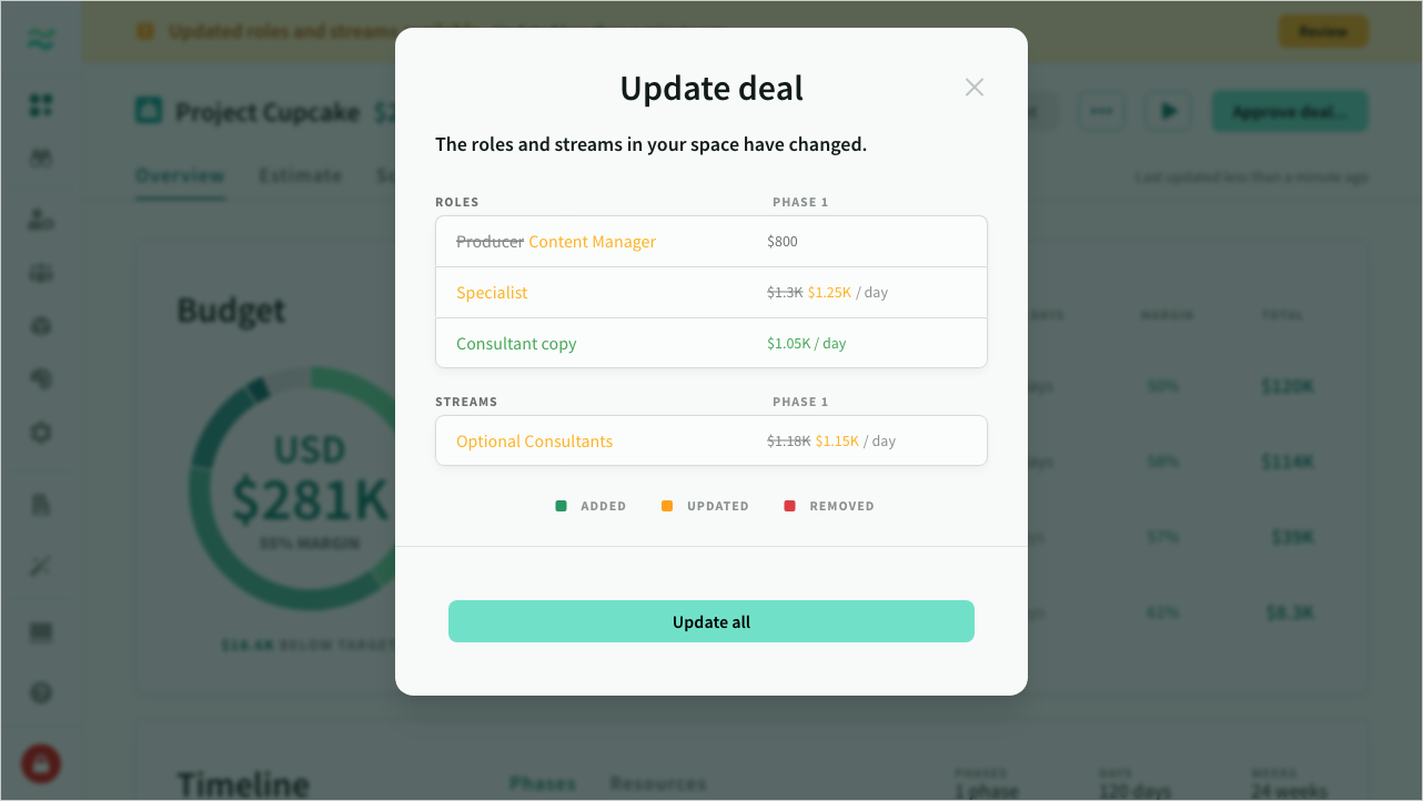 Deal sync dialog