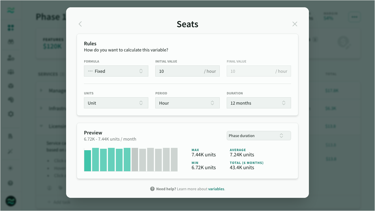Variable with fixed units