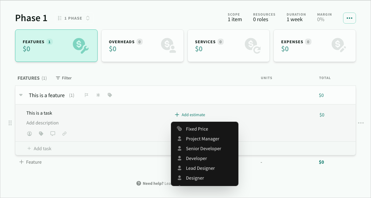 Choosing a resource to estimate