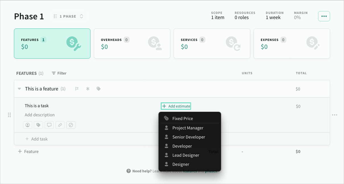 Choosing a resource to estimate