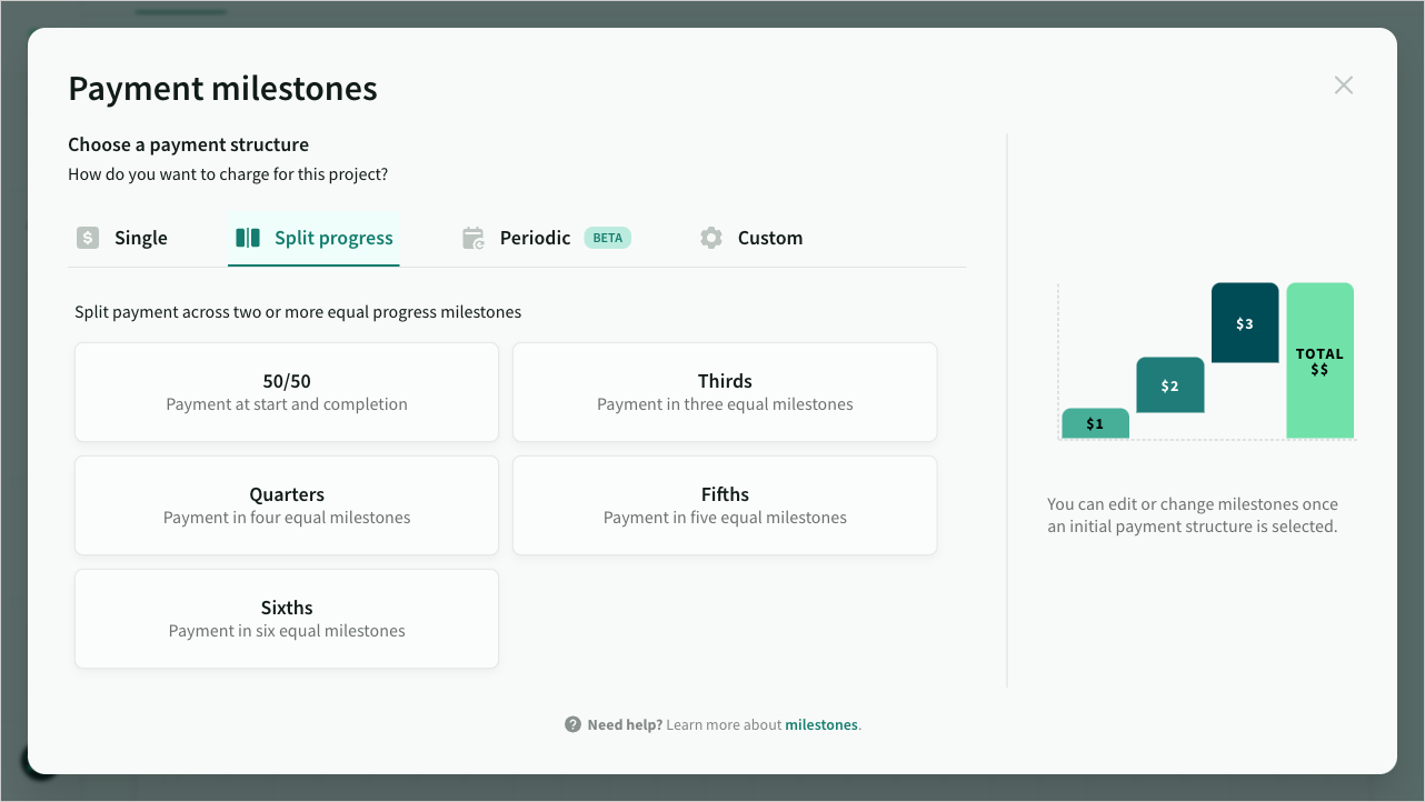 Choose a split milestone template