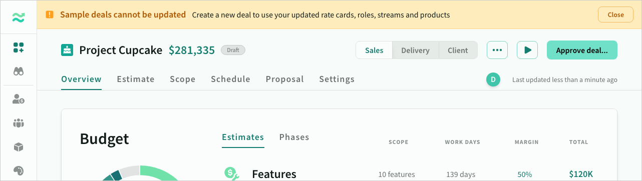 Sample deal update banner