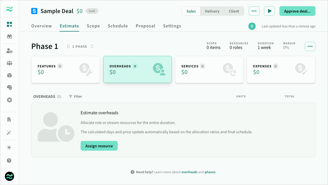 Phase with no overheads