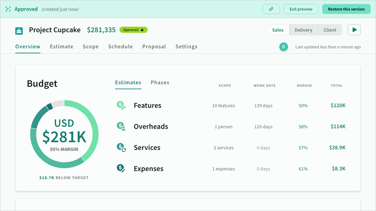 Previewing a version