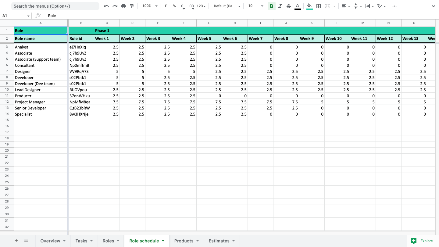 Exported deal schedule sheet