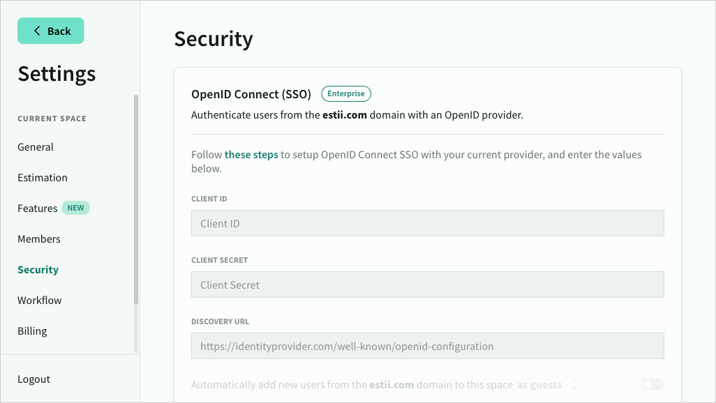 Enterprise customers can manage SSO settings