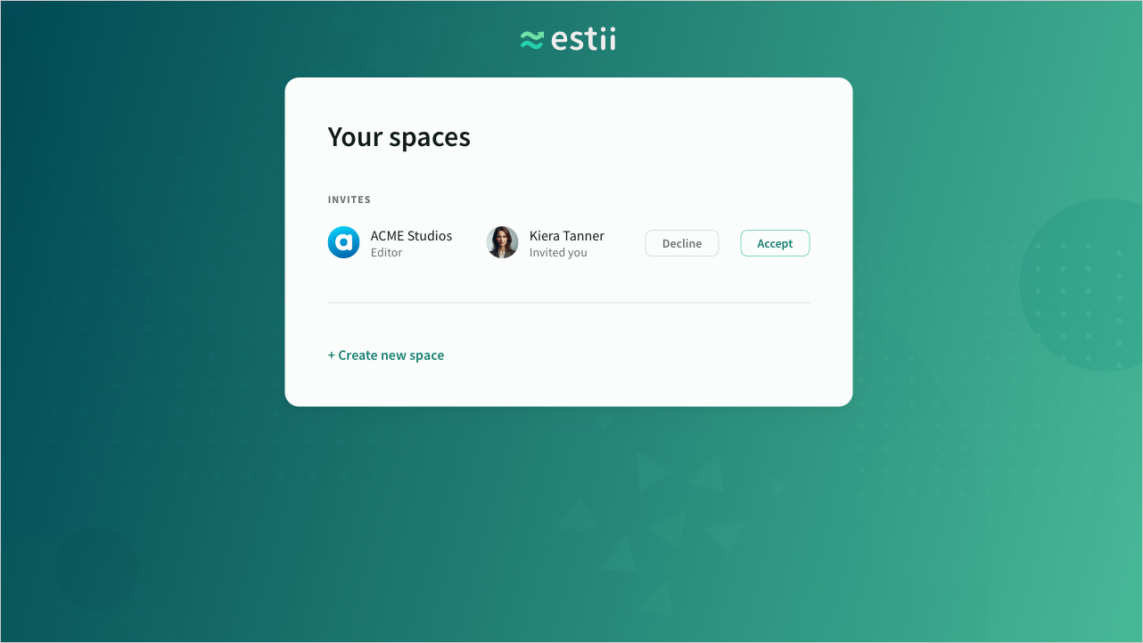 User spaces screen