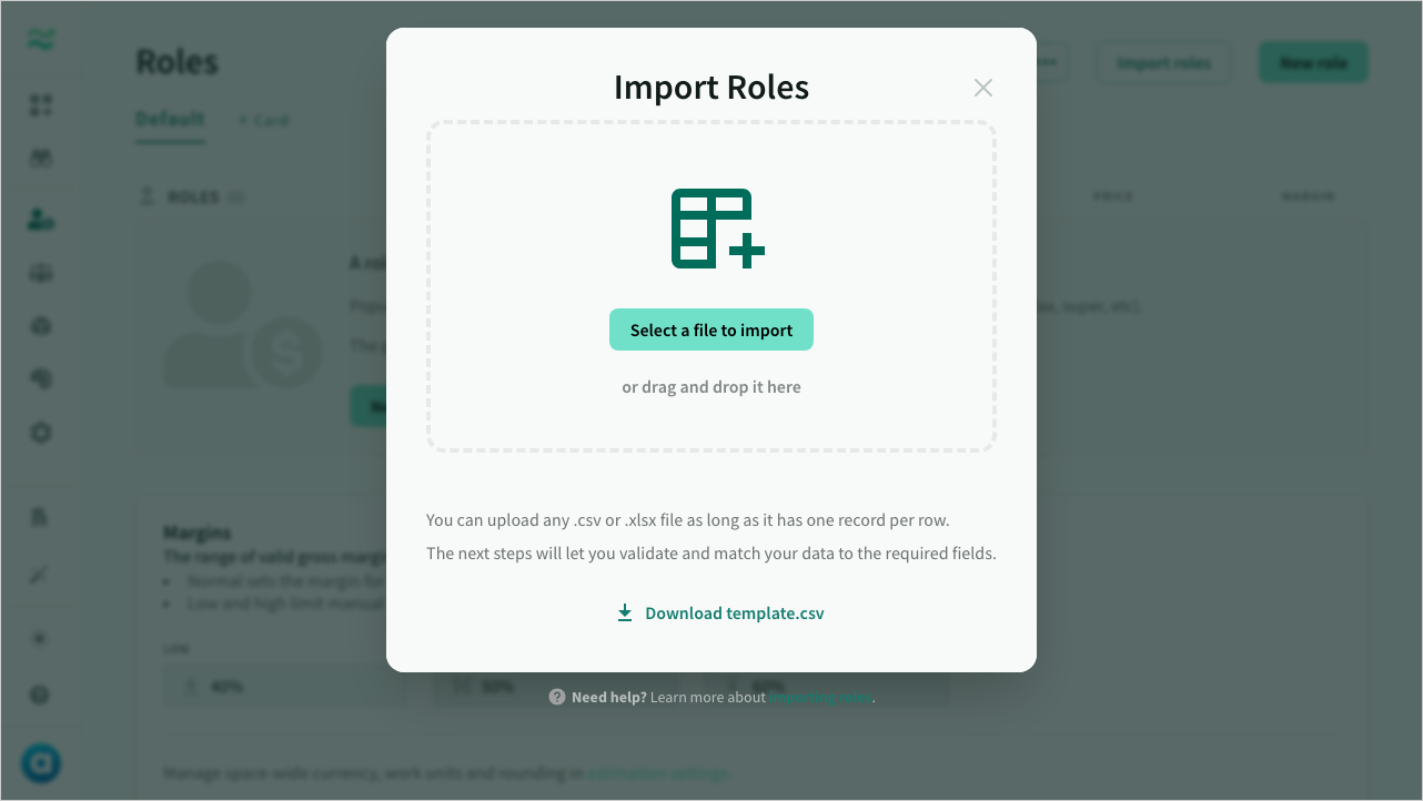 Uploading the CSV or XLSX file