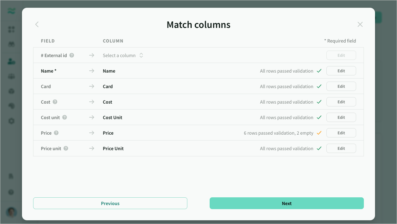 Column matches