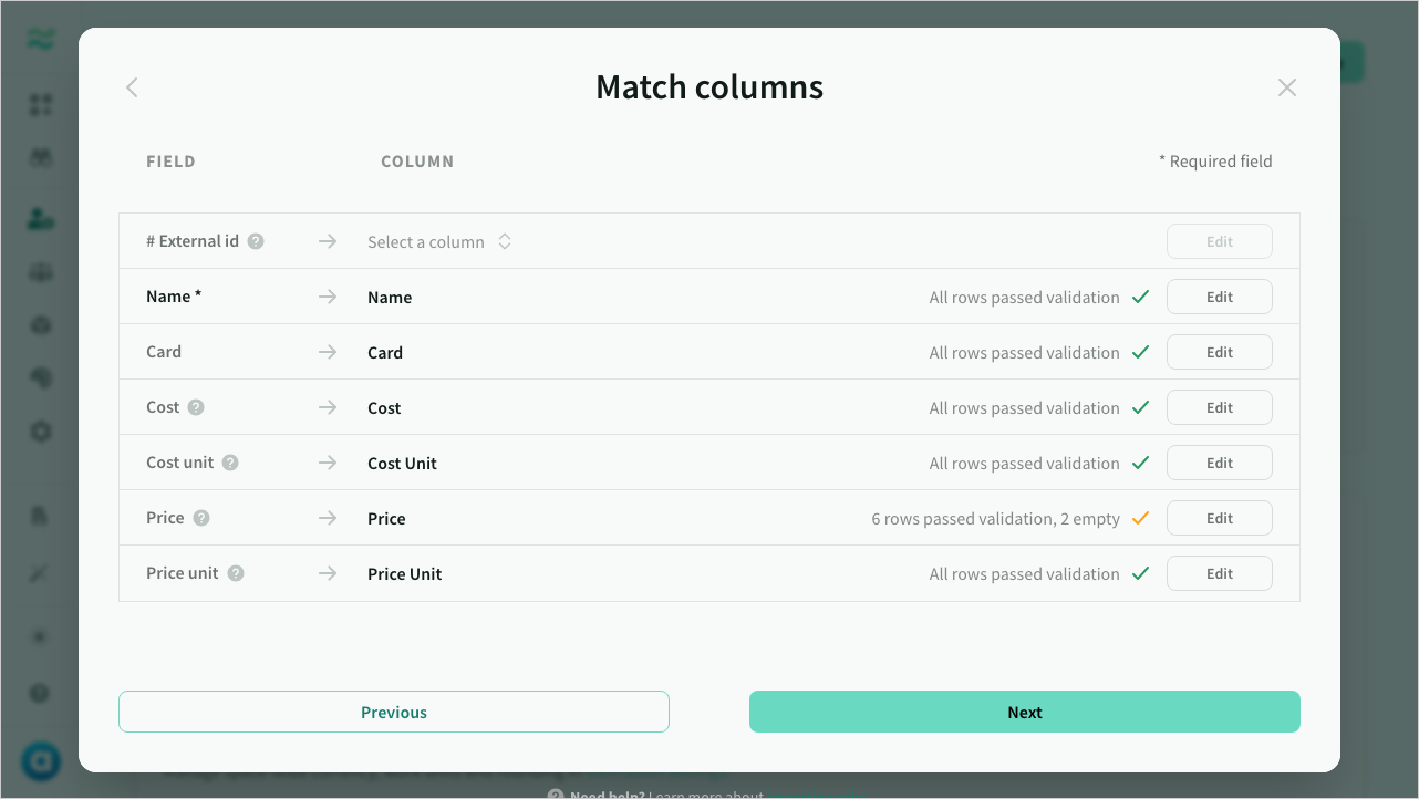Column matches